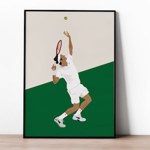 Roger Federer Poster - Tennis Posters, Wimbledon - Roger Federer serve - Tennis print - Federer