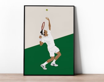 Roger Federer Poster - Tennis Posters, Wimbledon - Roger Federer serve - Tennis print - Federer