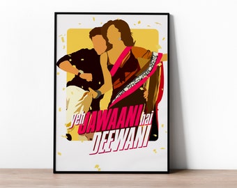 Yeh Jawaani Hai Deewani - Bollywood - Bollywood posters - Ranbir Kapoor - Deepika Padukone - Bollywood print - Hindi - Indian films - film