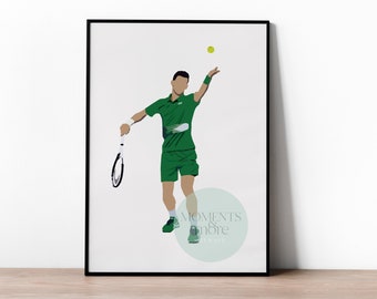 Novak Djokovic Poster - Tennis - Wimbledon - Serbie - Championnat - Tirage tennis - Affiche de tennis - Raquette - Grand Chelem - Légende - Major