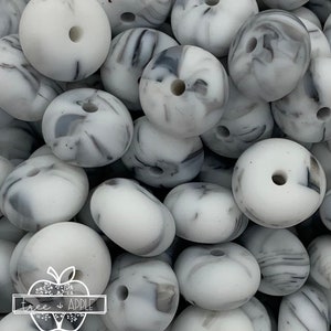 White Marble 14mm ABACUS Silicone Beads, Mini Abacus, White Abacus, 100% Food Grade, BPA Free, Sensory Beads