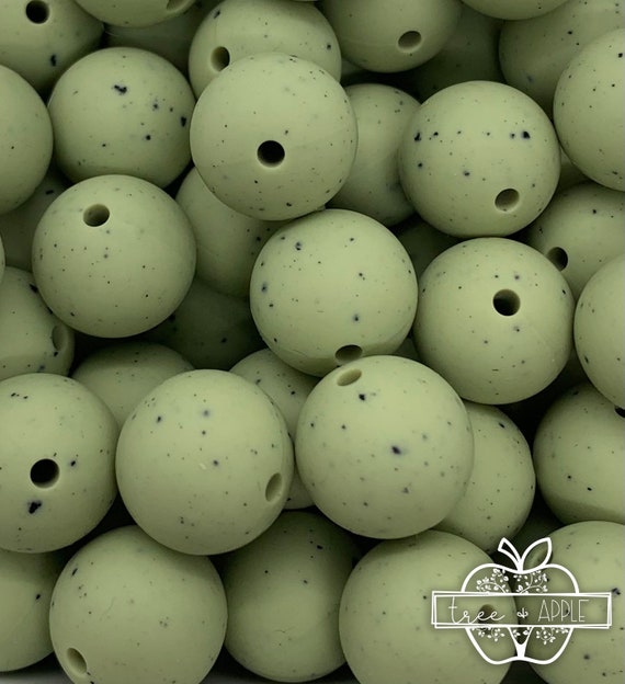 15mm Green Speckled Silicone Beads, Green Round Silicone Beads, Beads  Wholesale 