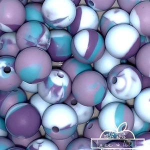 12mm Tie Dye Purple Velvet silicone beads, 12mm round print silicone beads, Tie Dye beads, swirl print beads, marble round silicone beads