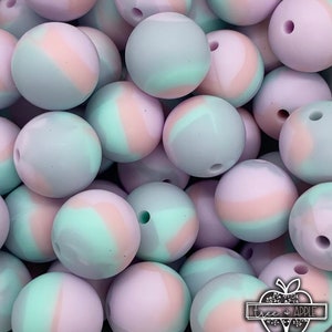 15mm round Pastel Skies silicone beads, round print silicone beads, Tie Dye beads, swirl print beads, marble round silicone beads