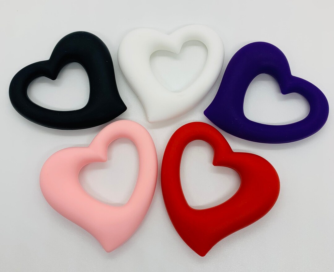Heart Silicone Teether, Valentines Silicone Teether, Teether Pendant