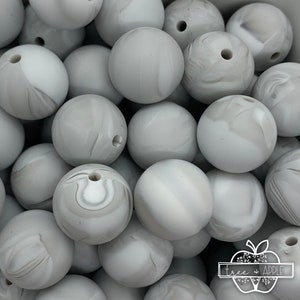 12mm Grey Marble Swirl Silicone Beads, Marble Round Silicone Beads, Beads Wholesale