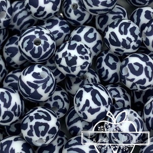 12mm Grey Leopard Silicone Beads, Silicone Beads, Animal Print Round Silicone Beads, Leopard Silicone Beads