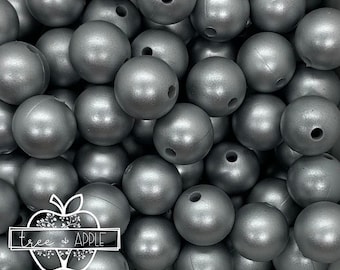 15mm Silver Silicone Beads, Grey Round Silicone Beads, Beads Wholesale