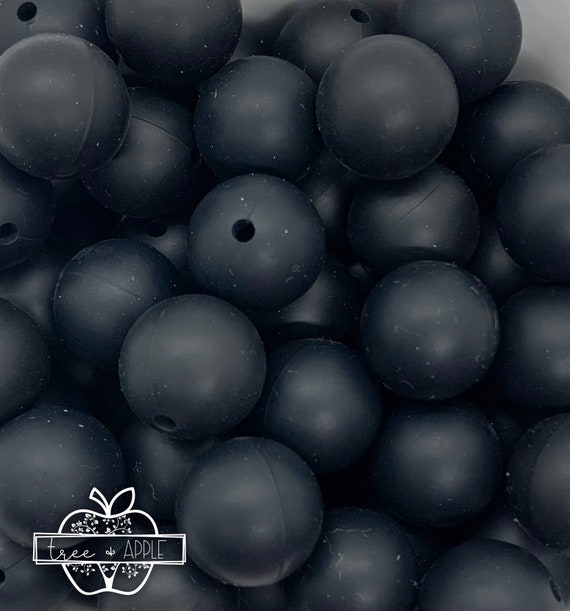 15mm Black Silicone Beads, Black Round Silicone Beads, Beads Wholesale 