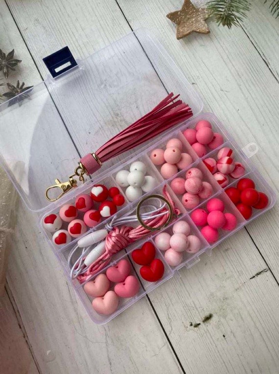 DIY Silicone Bead Kit, Valentine Silicone Beads, DIY  Lanyard-Keychain-Wristlet-Necklace Kit, Great For Gifts