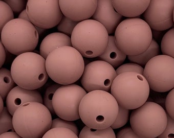 15mm Mauve Silicone Beads, Pink  Round Silicone Beads, Beads Wholesale
