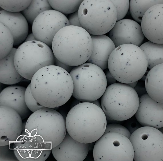 15mm Grey Speckled Silicone Beads, Gray Round Silicone Beads, Beads  Wholesale 