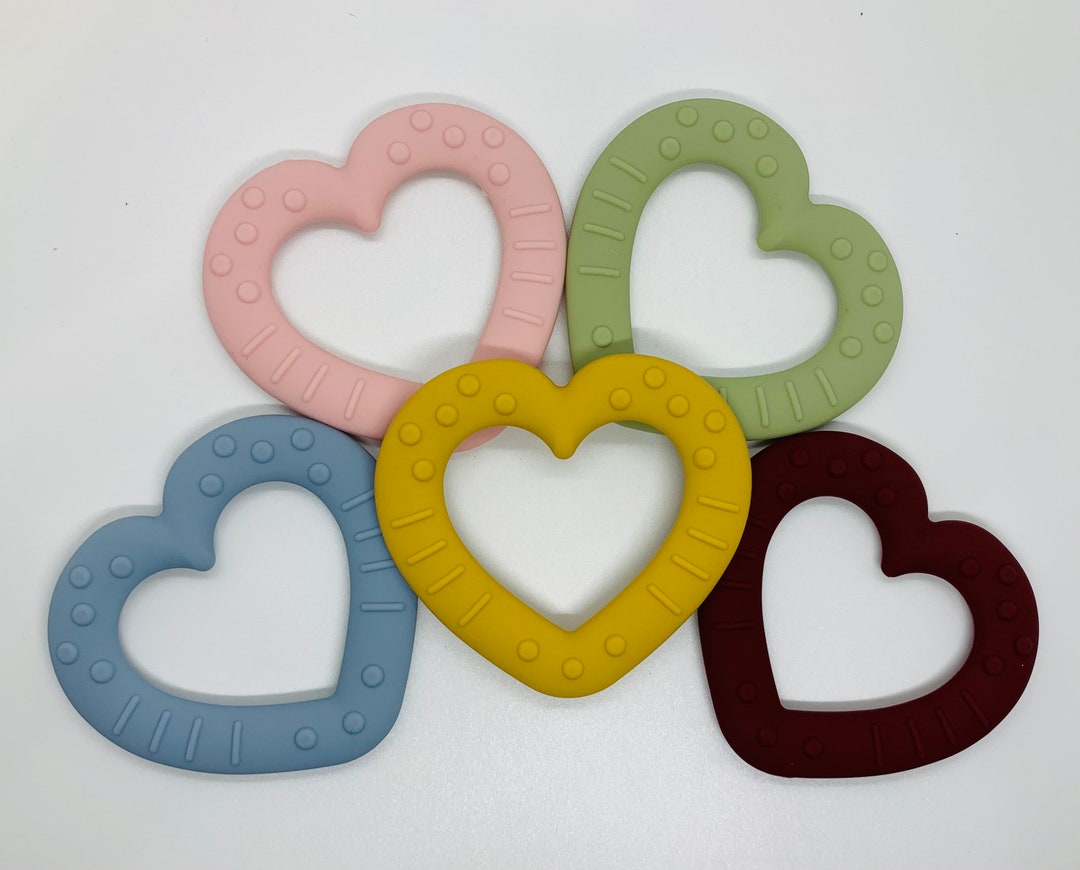 Heart Silicone Teether, Valentines Silicone Teether, Teether Pendant