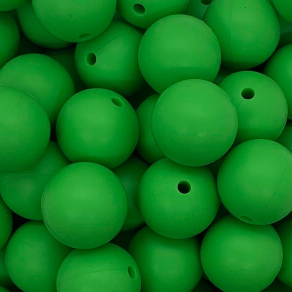 15mm Green Silicone Beads, Green Round Silicone Beads, Beads Wholesale