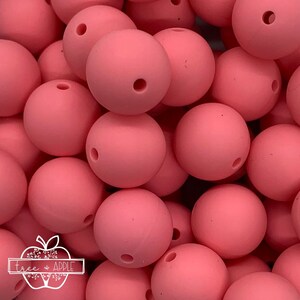 15mm Flamingo Pink Silicone  Beads, Pink Round Silicone Beads, Beads Wholesale