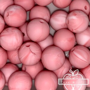 Silicone Beads,  12mm Pink Marble Swirl Silicone Beads, Pink Round Silicone Beads, Beads Wholesale