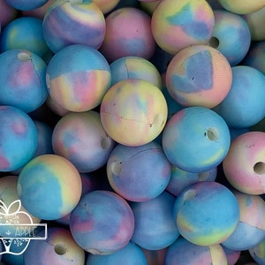 15mm Tie Dye  Silicone Beads, Tie Dye Marble Silicone Beads,  Print Round Silicone Beads,  Silicone Beads