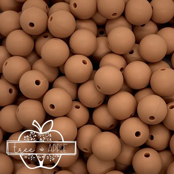 15mm Caramel  Silicone Beads, Brown Round Silicone Beads, Beads Wholesale