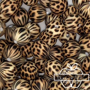 12mm Cheetah Silicone Beads, Silicone Beads, Animal Print Round Silicone Beads, Cheetah Silicone Beads