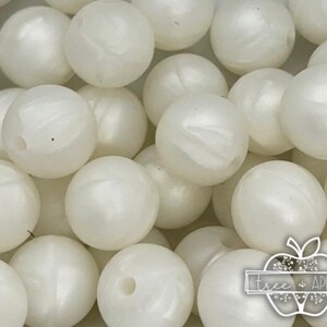 15mm Pearl White Silicone Beads, White Round Silicone Beads, Beads Wholesale