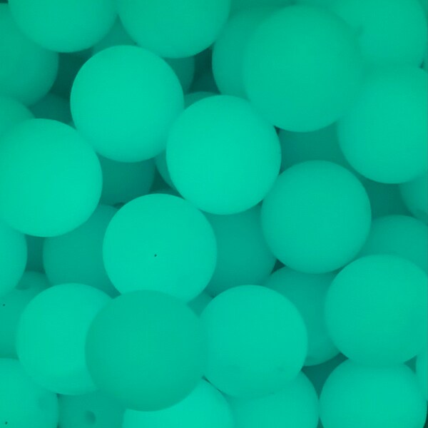 15mm Teal Glow in the Dark Silicone Beads, Silicone Beads,  Glow Round Silicone Beads, Turquoise Silicone Beads