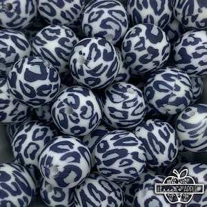 15mm round Grey Leopard Silicone Beads, Silicone Beads, Animal Print Round Silicone Beads, Leopard Silicone Beads
