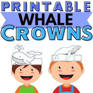 Printable Whale Crown Paper Craft | Sea Animals | Ocean Animal Habitat | Humpback Whale | Blue Whale Homeschooling Kindergarten Preschool