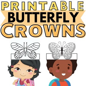 Printable Butterfly Paper Crown | Life Cycle of Butterflies | Coloring Craft | HOMESCHOOLING | Kindergarten 1st grade Preschool | Instant