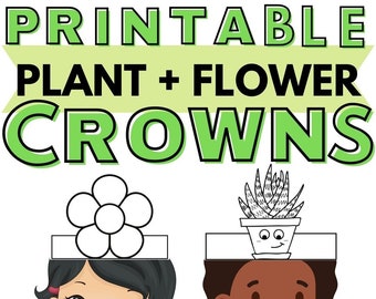 Printable Living Things Plants and Flowers Paper Crown Hat | Homeschool Craft | Science STEM Learning | Preschool Kindergarten | Party Favor