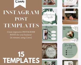 Printable Instagram Engagement Post Templates, Green, Neutral Olive Social Media, CANVA, Business, Influencer, Marketing Instagram Growth