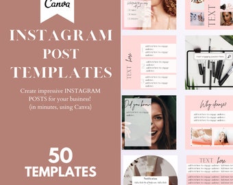 Printable Instagram Engagement Post Templates, PINK, Beauty Skincare Social Media, CANVA, Business, Influencer, Marketing Instagram Growth