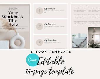 Printable eBook & Workbook Template, Canva, Pre-made Cover, entrepreneur, Marketing, business template, blogger