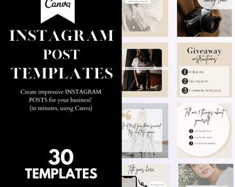 Printable Instagram Engagement Post Templates, Cohesive Themed Social Media Posts, CANVA, Business, Influencer, Marketing Instagram Growth