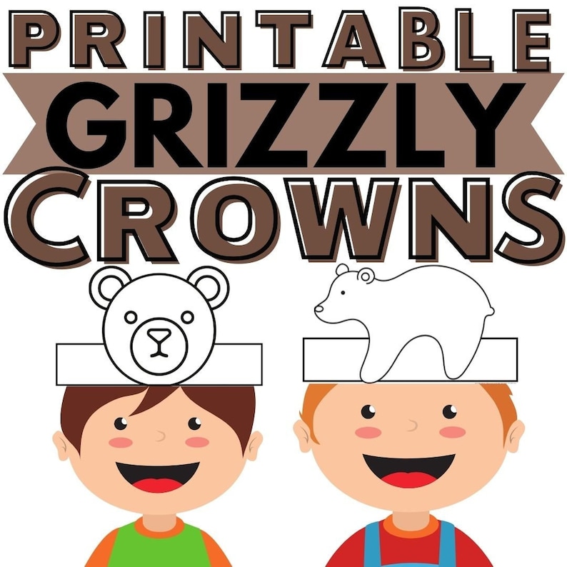 Printable Bear Crown Paper Craft Brown Grizzly Bear Hunt Activity for Kids Homeschool Resources and Fun Activities Preschool Kinder image 1