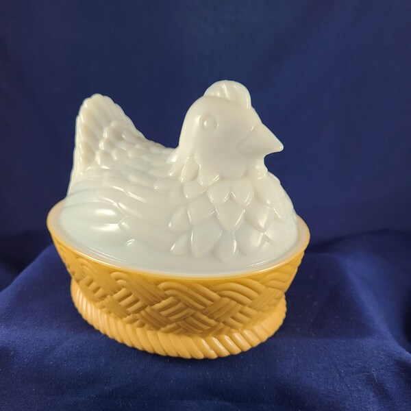 Milk Glass Chicken Etsy