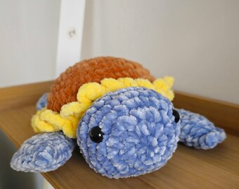 Crochet Sea Turtle Plushie: Handmade Chenille Kids Toy