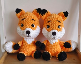 Crochet Fox Plushie: Handmade Chenille Stuffed Toy