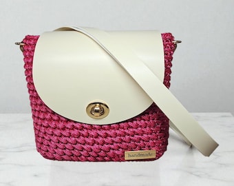 Handmade Crochet Shoulder Bag – Macrame Yarn – Multicolor Options
