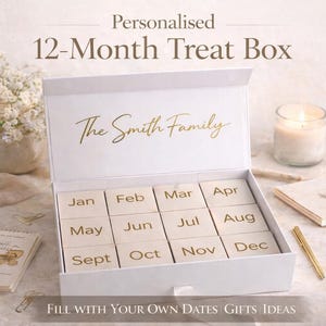 Personalised 12-Month Treat Box – Date Ideas & Gifts, Couples Family Box