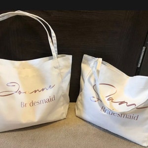 Personalised tote bag- Hen party, Wedding, or any choice of wording- bridesmaid, bride, flower girl, gift beach bag