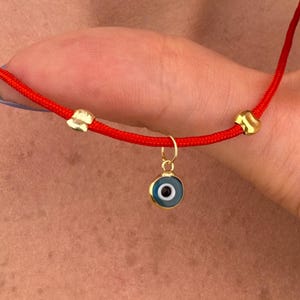 Collar con dije de ojo turco pequeño, colgante amuleto Nazar de plata de ley 925 con hilo rojo