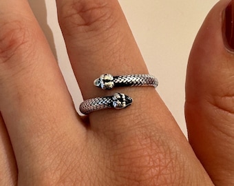 Anillo Ouroboros minimalista, anillo de serpiente de plata de ley 925, símbolo del infinito, anillo de serpiente