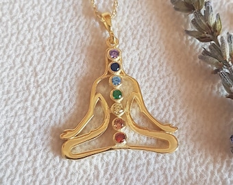 925 Sterling Silver Yoga Necklace, Spiritual Yogi Symbol Necklace, Yoga Goddess Charm, Meditation Necklace, Chakra Pendant, Gift for Her