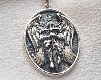 Archangel St. Michael Necklace, 925k Sterling Silver, Protector Amulet, Archangel Talisman, Angel Necklace, Guardian Angel Pendant