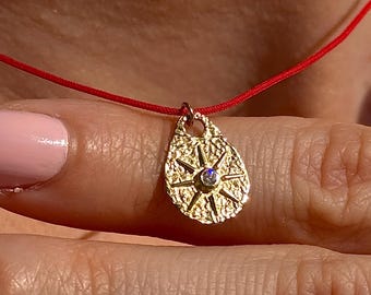 Collier minimaliste soleil, pendentif soleil en or massif 14 carats, bijou solaire fait main, bijou solaire ancien