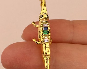 Crocodile God SOBEK  Necklace, 925 Sterling Silver Little Alligator Pendant