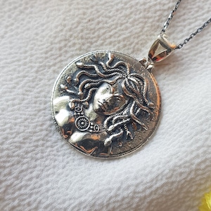 MEDUSA Necklace, 925 Sterling Silver, Medusa Pendant, Ancient Greek Mythology, Goddess Pendant, Gothic Medusa Jewelry, Gift For Her