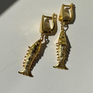 Pendientes colgantes articulados de pez, amuleto de la suerte de plata de ley 925 maciza, joyería de Piscis