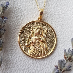 Collier médaillon Hera en plaqué or : bijoux de déesse grecque en argent sterling 925