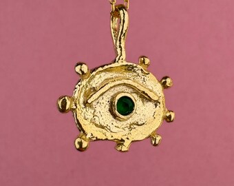 The Eye of the Hidden Sun Necklace, 925 Sterling Silver Ancient Oriental Talisman, Witchy Eye Pendant, Protective Amulet, Mythology Jewelry